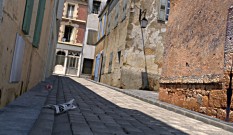 Une rue en 3d réalisée avec Blender et Luxrender